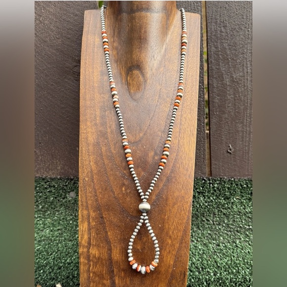 Jacla Sterling Silver Multi Graduated Spiny Oyster Pearls Bead Necklace 24 inch